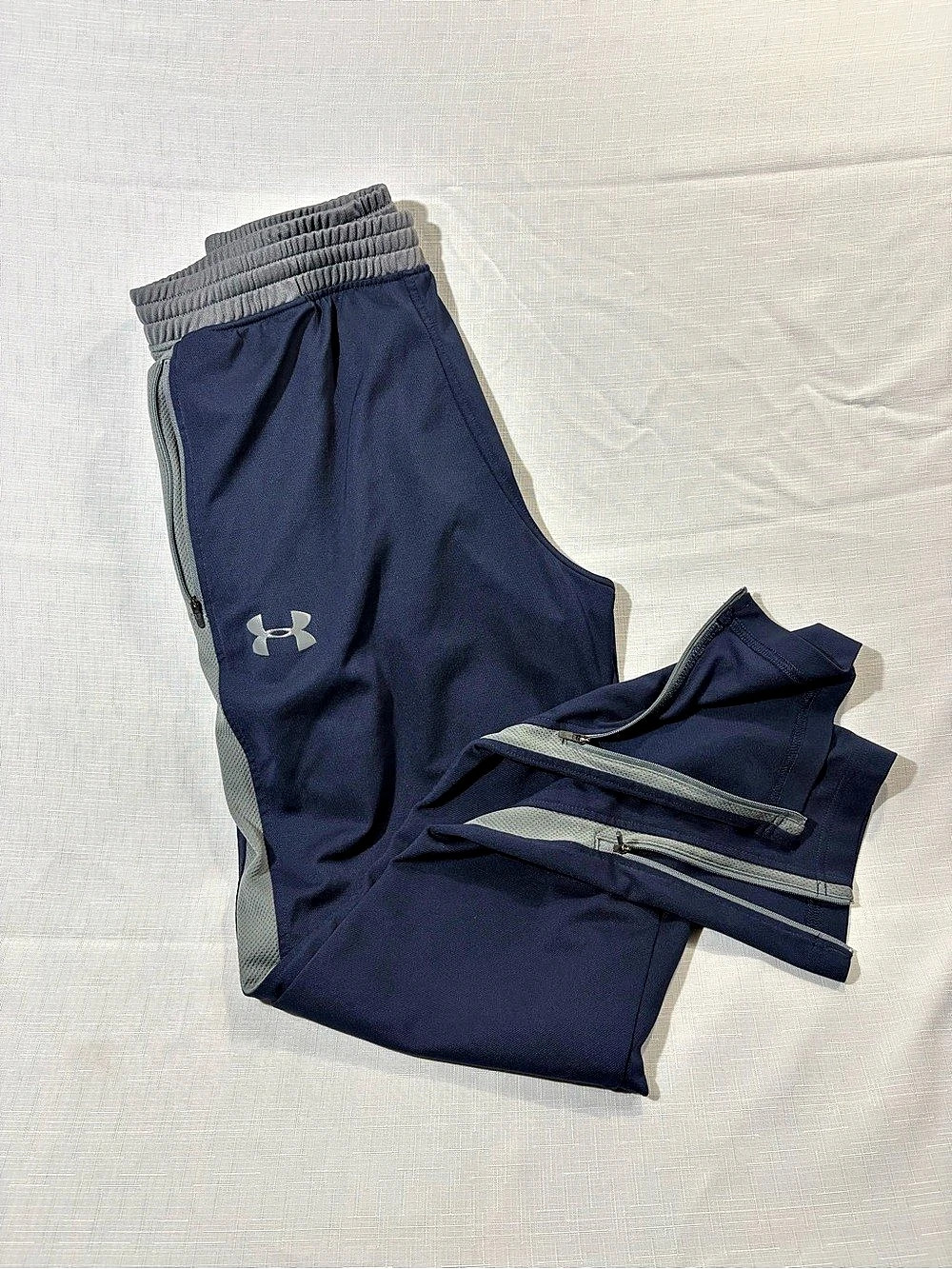 Under Armour UA Knit Warm Up Team Pants Blue & Gray Medium